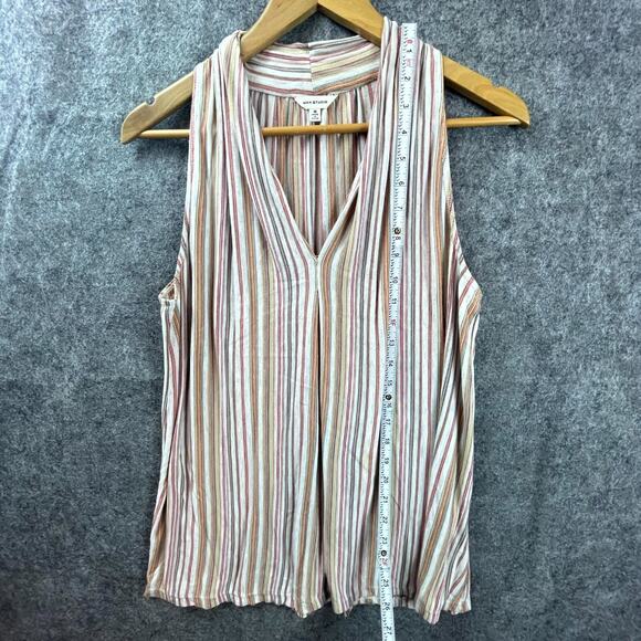 Max Studio Top Womens Medium Brown Tan Flowy Retro Boho Stretch - Picture 5 of 7